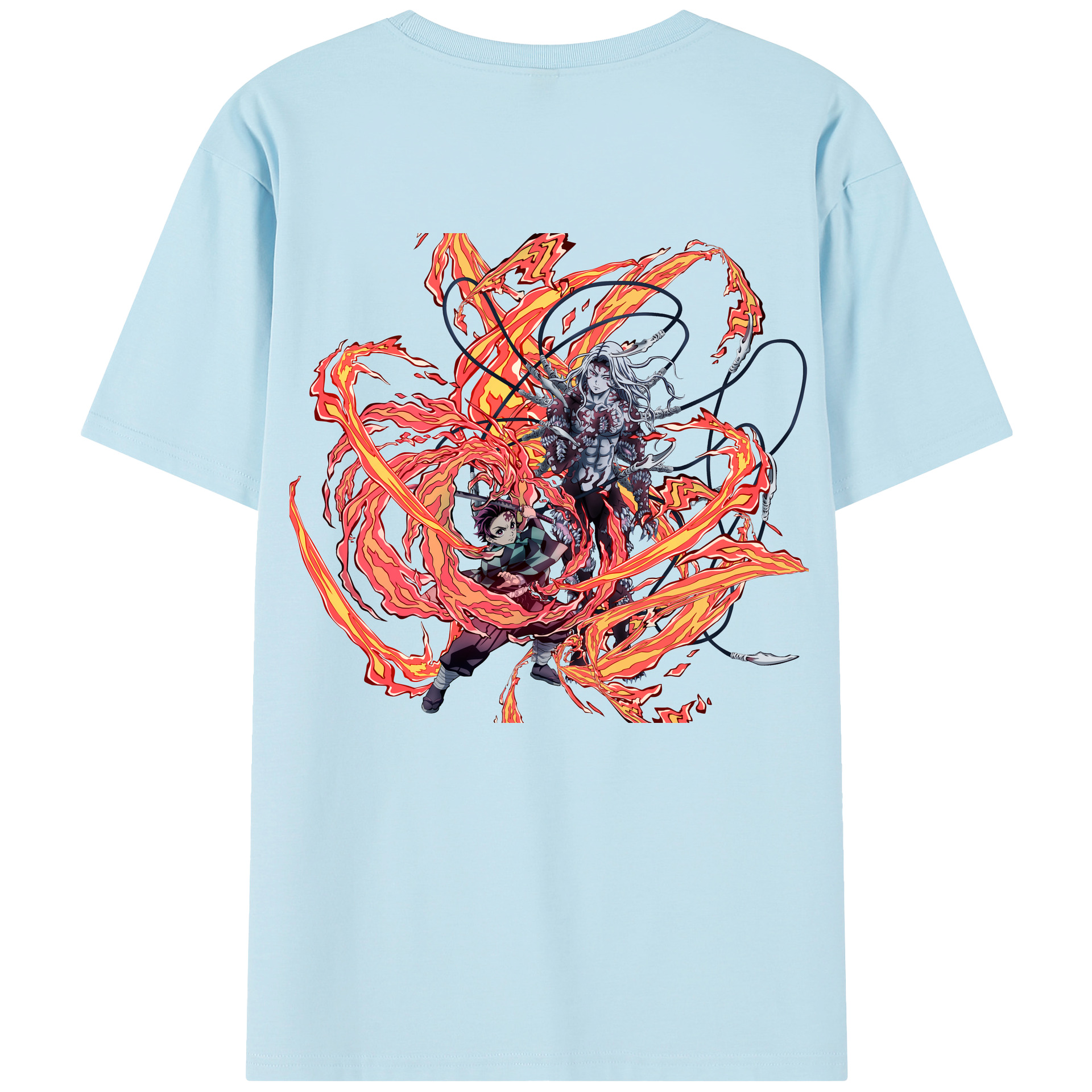 （画像用） 鬼滅の刃 竈門 炭治郎／かまど たんじろう Kamado Tanjirou 綿100％半袖Tシャツ（背面プリント）